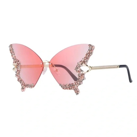 Anthropologie Accessories - Pink Butterfly Crystal Sunglasses